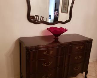 FRENCH PROVINCIAL STYLE CHEST AND MIRROR