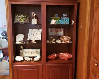 CURIO CABINET WITH NAUTICAL DECOR