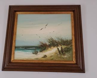 BEACH SCENE OIL PAINTING