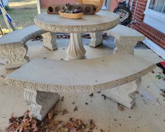 Concrete table and benches