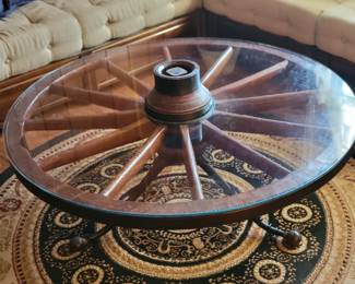 Wagon wheel coffee table 