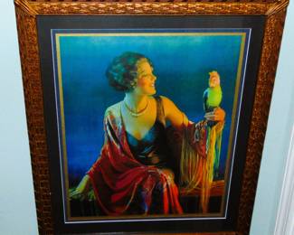 GENE PRESSLER ART DECO PRINT -"FASCINATING" BEAUTIFULLY FRAMED, WAVY GLASS