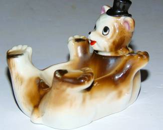 VINTAGE NODDER TOP HAT BEAR SMOKING ASHTRAY
