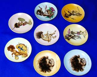 9 BROWNIE DOWNING 4" WALL PLATES - ABORIGINAL ART