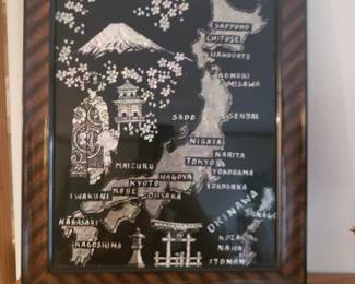 Mother of pearl inlaid map