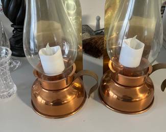 Pair of copper lanterns 