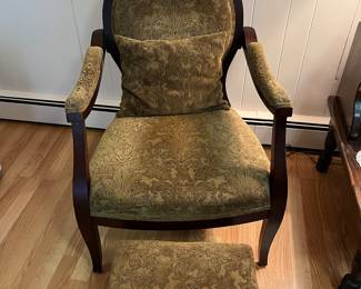Victorian armchair with upholstered stool 
