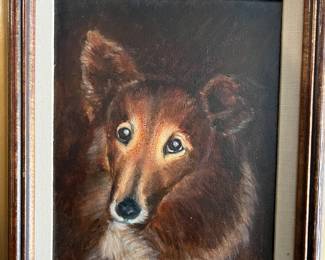 Oil on canvas painting of a collie 