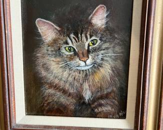 Oil on canvas painting of a cat 