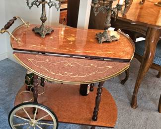 Fabulous serving card with inlaid top and wine holders