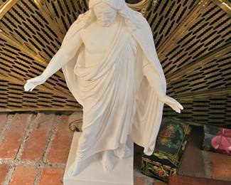 statue and fireplace decor 