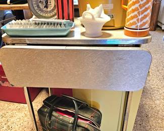 vintage table with lots of goodies