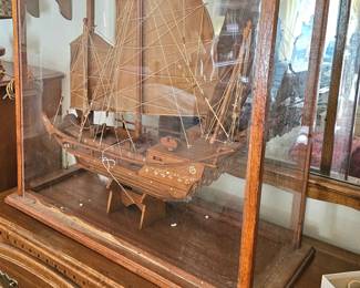 Super-sized Folkart boat in display box