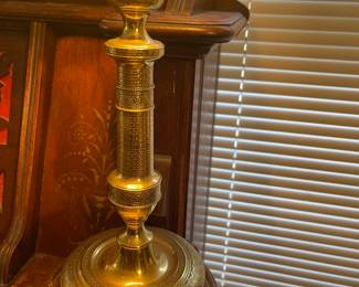 French engraved brass candlesticks