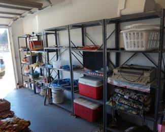 metal shelving, ice chest