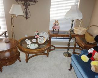 side tables, lamps