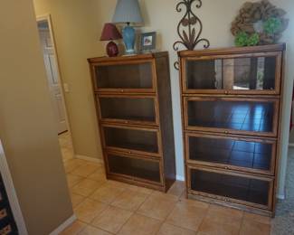 glass door bookcases (not antique lawyers bookcases)