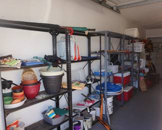 shelving, flowers pots