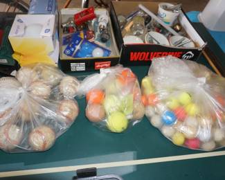 golf balls, baseballs