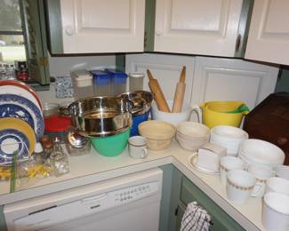 plates, Tupperware, rolling pins, kitchen