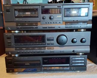 Vintage Technics Receiver (SA-GX100), CD player (SL-PG100) and cassette deck (RS-TR313)