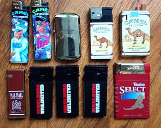 Vintage Camel, Marboro, Pal Mall and Winston lighters