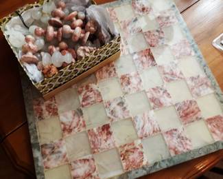 Hand-carved stone chess set