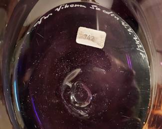 Detail, vintage signed Swedish art glass bowl