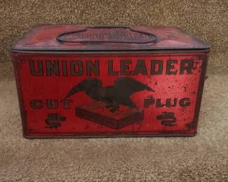 Antique Union Leader tobbaco tin