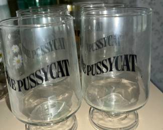 Vintage Pussycat Early Times Bourbon glasses 