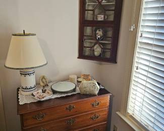 Small chest and wall mounted corner cupboard