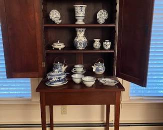Wonderful two piece cabinet with some of the blue and white