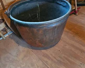 Large copper apple butter pot