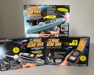 (3) Star Trek Classic Replicas - Phaser, Communicator, & Starfleet Phaser