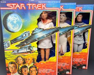 	1979 MEGO Star Trek 12.5"T Figures - Dr. Spock, Ilia, & Arcturian - SEALED