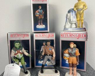 1983 Star Wars Return of the Jedi Sigma Ceramic - C3PO R2D2, Leia, Lando, & Klaatu 