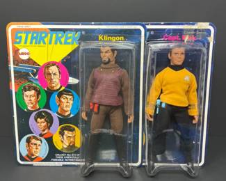 1974 Star Trek MEGO Klingon & Capt. Kirk Action Figures - SEALED