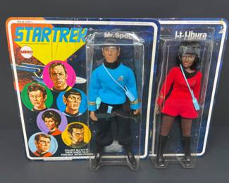 1974 Star Trek MEGO Mr. Spock & Lt Uhura Action Figures - SEALED