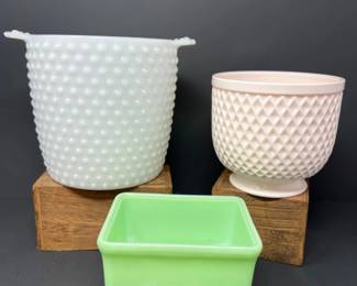 McKee Jadeite Dish - Napco Pink Milk Glass Vessel - Milk Glass Champagne Bucket