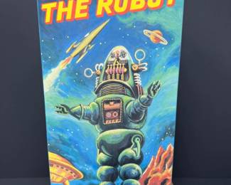 	1993 Billiken Shokai Tin Wind Up Robby the Robot - Olive Green