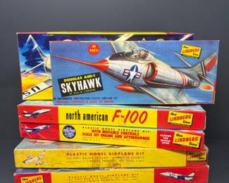 	(6) Vintage Lindberg Plastic Model Airplane Kits