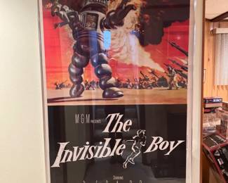 1957 Original The Invisible Boy Framed Poster - 78.5" x 41.75" - Robby the Robot
