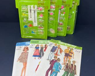 Vintage 1970s Barbie Simplicity Sewing Patterns & Fashion Packs