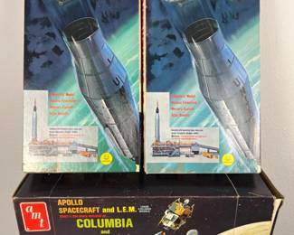 Vintage Revell Mercury Capsule Atlas Missile & AMT Apollo Spacecraft Model Kits