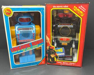Vintage Plastic Battery Operated Robots - Laughing Robot