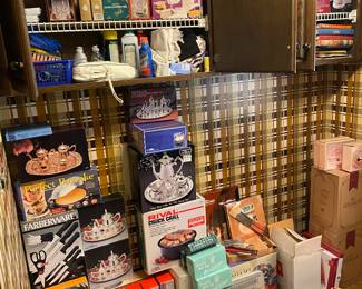 New kitchen gadgets and serving dishes.