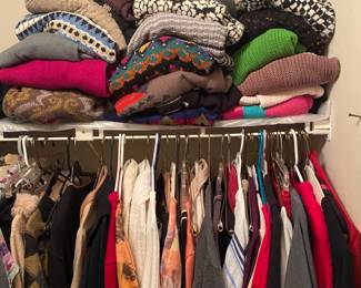 8 closets of clothing.