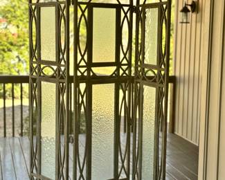 Beautiful heavy metal screen with stain glass