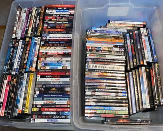 DVDs CDs and movies throughout the house 