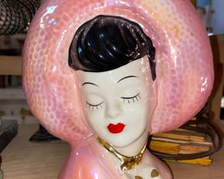 Pink lady head vase